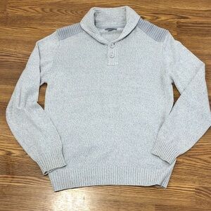 Gray Men's Sweater with Button shawl Collar size large